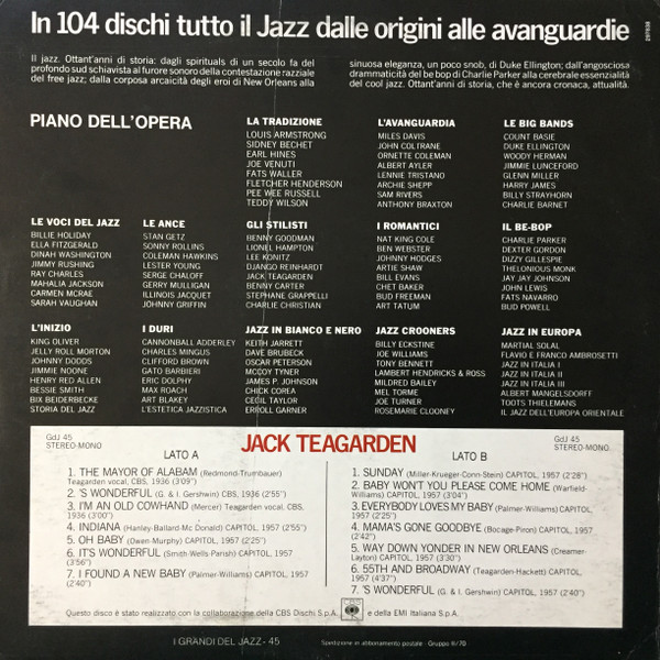 Jack Teagarden - Jack Teagarden | Fabbri Editori (GdJ 45) - 2