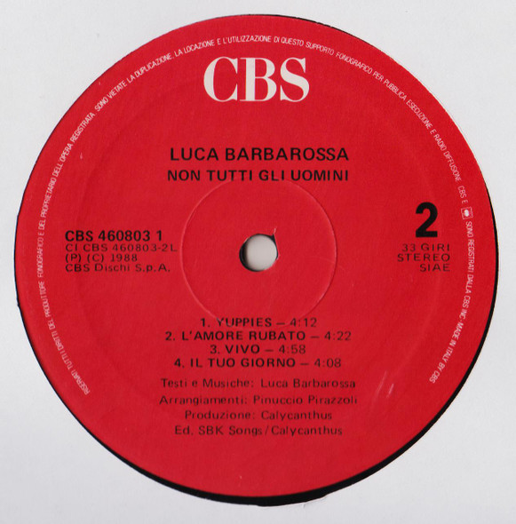Luca Barbarossa - Non Tutti Gli Uomini | CBS (460803 1) - 3