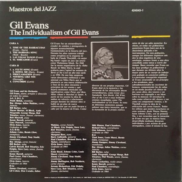 Gil Evans - The Individualism Of Gil Evans | Verve Records (424 543-1) - 2