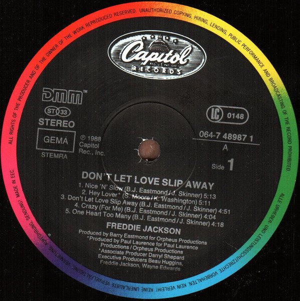 Freddie Jackson - Don't Let Love Slip Away | Capitol Records (064-7 48987 1) Freddie Jackson - Don't Let Love Slip Away | Capitol Records (064-7 48987 1)