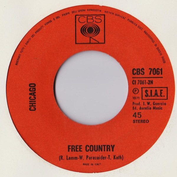 Chicago - Free / Free Country | CBS (CBS 7061) - 4