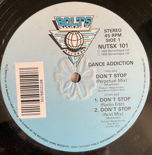 Dance Addiction - Don't Stop | Bolts Records (NUTSX 101) - 2
