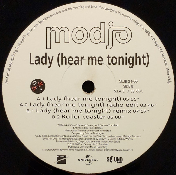 Modjo - Lady (Hear Me Tonight) | Nitelite The Club Records (CLUB 24-00) - 4