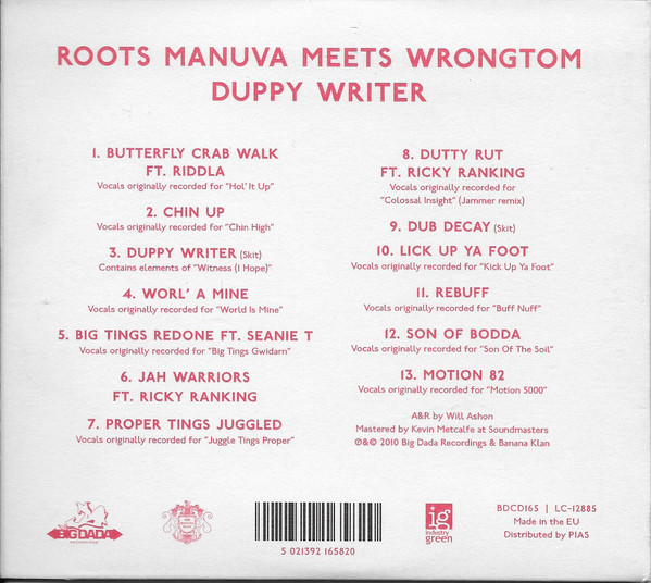 Roots Manuva Meets Wrongtom - Duppy Writer | Big Dada Recordings (BDCD165) - 3