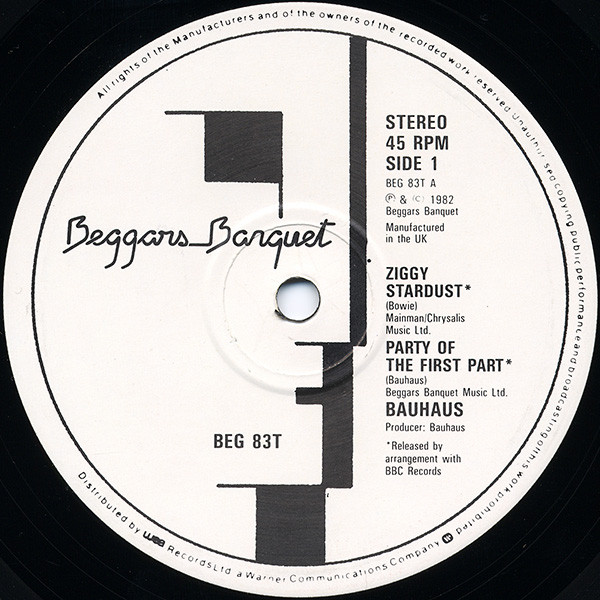 Bauhaus - Ziggy Stardust / Third Uncle | Beggars Banquet (BEG 83T) - 3
