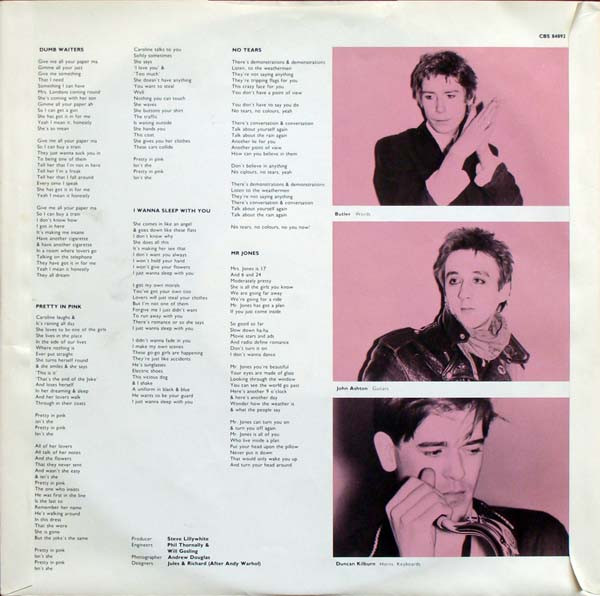 The Psychedelic Furs - Talk Talk Talk | CBS (S CBS 84892) - 4