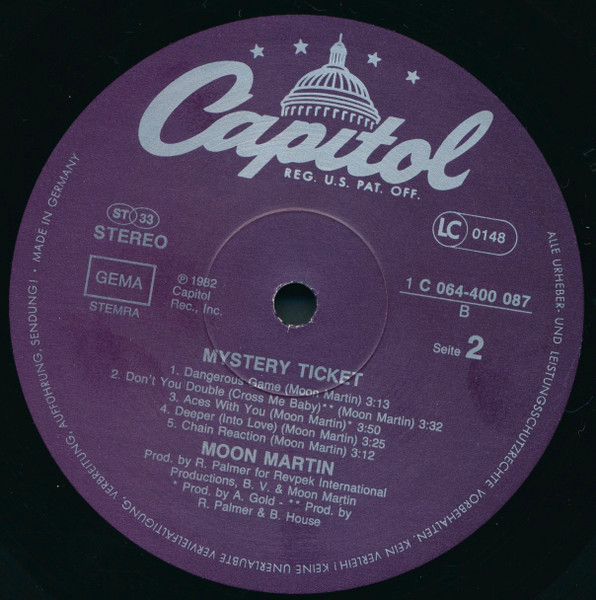Moon Martin - Mystery Ticket | Capitol Records (1C 064-400 087) - 4 Moon Martin - Mystery Ticket | Capitol Records (1C 064-400 087) - 4