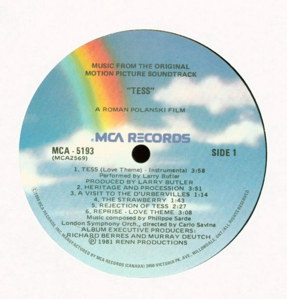 Philippe Sarde - 'Tess' - Music From The Original Motion Picture Soundtrack - A Roman Polanski Film | MCA Records (MCA-5193) - 3