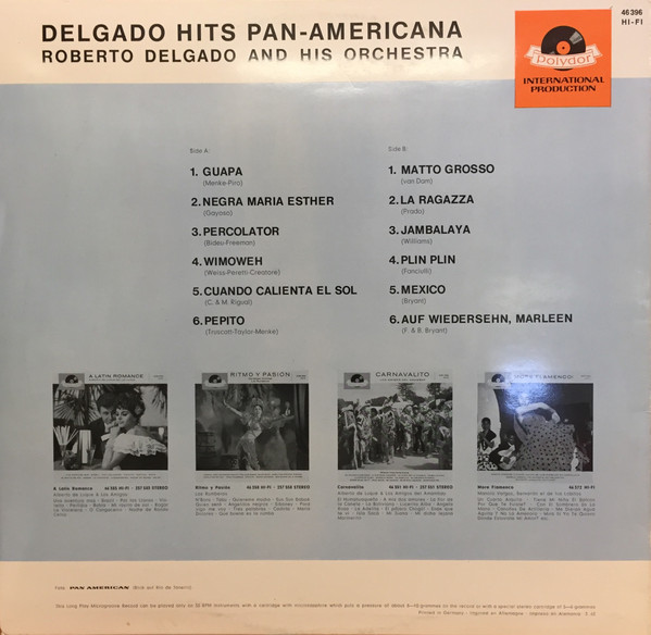 Roberto Delgado & His Orchestra - Delgado Hits Pan-Americana | International Polydor Production (46 396) - 2