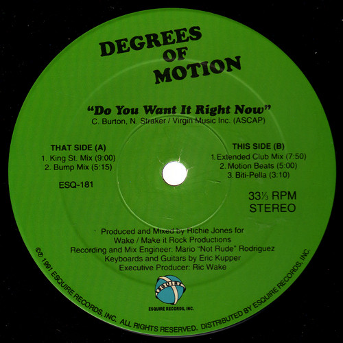 Degrees Of Motion Featuring Biti Strauchn - Do You Want It Right Now | Esquire Records (ESQ 181) - 4