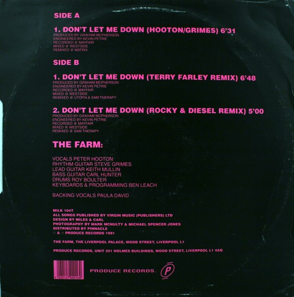 The Farm - Don't Let Me Down | Produce Records (MILK 104T) - 2