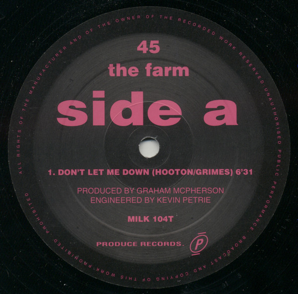 The Farm - Don't Let Me Down | Produce Records (MILK 104T) - 3