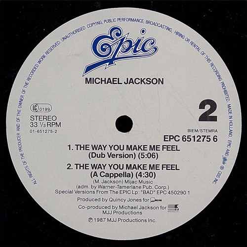 Michael Jackson - The Way You Make Me Feel (Special 12" Single Mixes) | Epic (651275 6) - 4