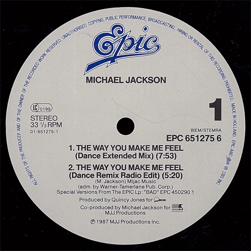 Michael Jackson - The Way You Make Me Feel (Special 12" Single Mixes) | Epic (651275 6) - 3
