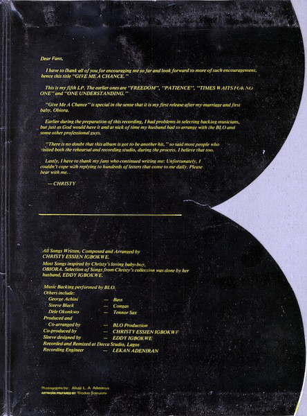 Christy Essien Igbokwe - Give Me A Chance | Afrodisia (DWAPS 2107) - 3