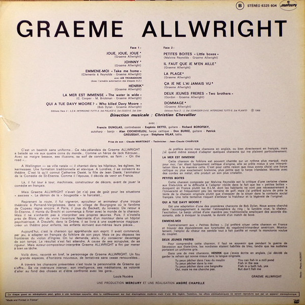 Graeme Allwright - Graeme Allwright | Mercury (6325 604) - 2 Graeme Allwright - Graeme Allwright | Mercury (6325 604) - 2