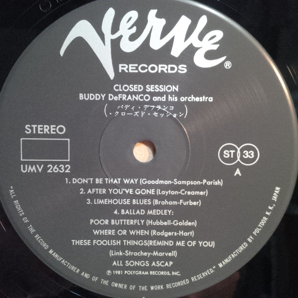 Buddy DeFranco And His Orchestra - Closed Session | Verve Records (UMV 2632) - 3 Buddy DeFranco And His Orchestra - Closed Session | Verve Records (UMV 2632) - 3