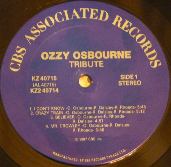 Ozzy Osbourne - Randy Rhoads Tribute (2LP) [Vinyl] | CBS Associated Records (KZ2 40714) - 4