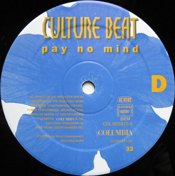 Culture Beat - Pay No Mind | Columbia (COL 665475 6) - 6