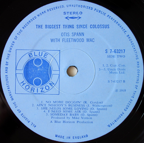 Otis Spann with Fleetwood Mac - The Biggest Thing Since Colossus | Blue Horizon (7-63217) - 4