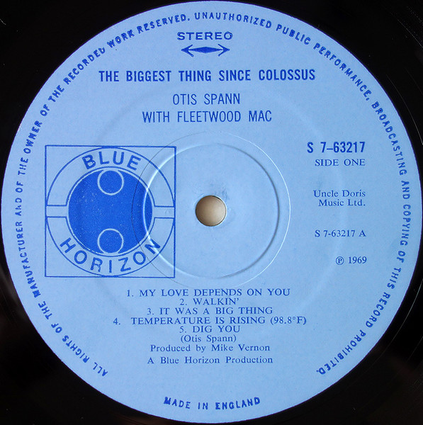 Otis Spann with Fleetwood Mac - The Biggest Thing Since Colossus | Blue Horizon (7-63217) - 3
