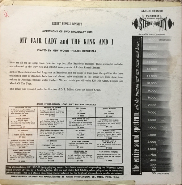 The New World Theatre Orchestra - My Fair Lady / The King And I | Stereo-Fidelity (SF-2700) - 2 The New World Theatre Orchestra - My Fair Lady / The King And I | Stereo-Fidelity (SF-2700) - 2