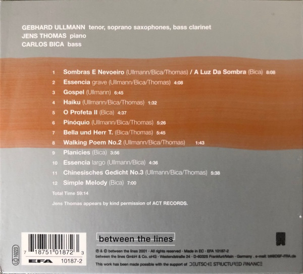 Gebhard Ullmann Featuring Carlos Bica - Essencia | Between The Lines (btl 017) - 2