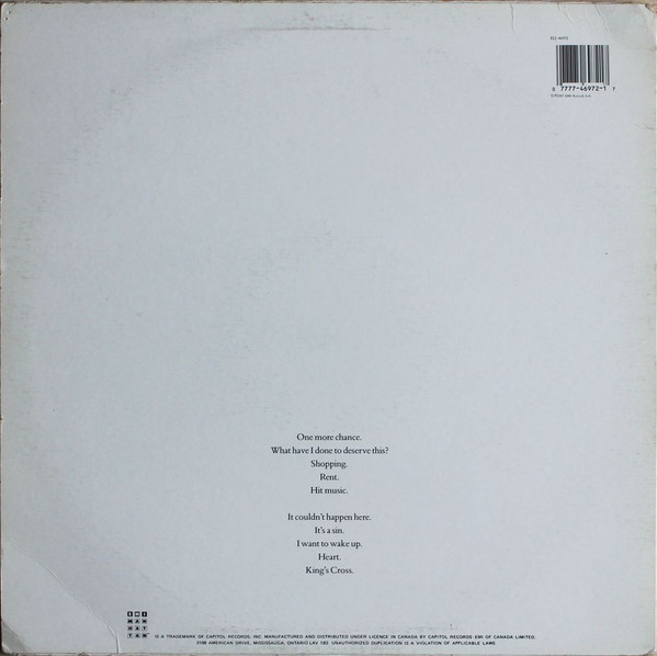 Pet Shop Boys - Actually | EMI-Manhattan Records (ELJ-46972) - 2 Pet Shop Boys - Actually | EMI-Manhattan Records (ELJ-46972) - 2