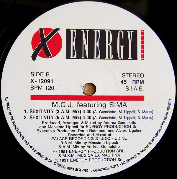 M.C.J. Featuring Sima - Sexitivity | X-Energy Records (X-12091) - 3