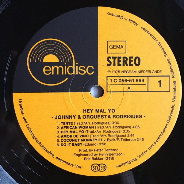 Johnny & Orquesta Rodrigues - Hey Mal Yo | Music For Pleasure (1 C056-51 894) - 3