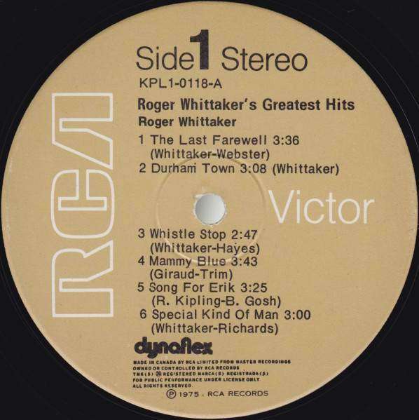 Roger Whittaker - Greatest Hits | RCA Victor (KPL1-0118)