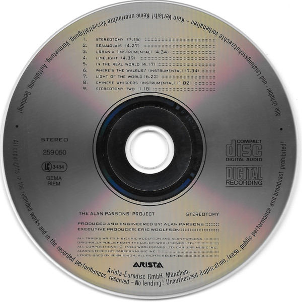 The Alan Parsons Project - Stereotomy | Arista (259 050) - 3