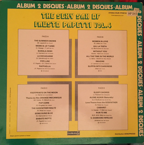 Fausto Papetti - The Sexy Sax Of Fausto Papetti Vol. 4 (2LP) [Vinyl] | Durium (DUR 77107/8) - 2