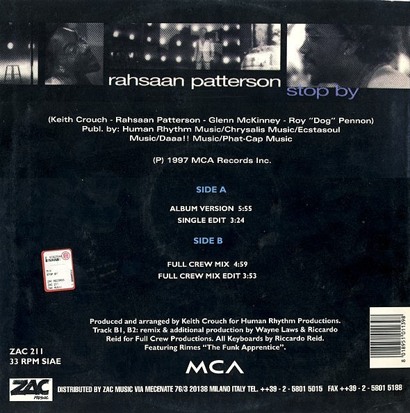 Rahsaan Patterson - Stop By | ZAC Records (ZAC 211)