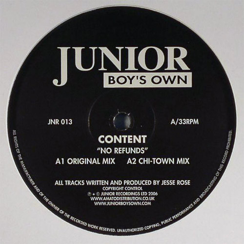 Content - No Refunds | Junior Boy's Own (JNR 013) - main Content - No Refunds | Junior Boy's Own (JNR 013) - main