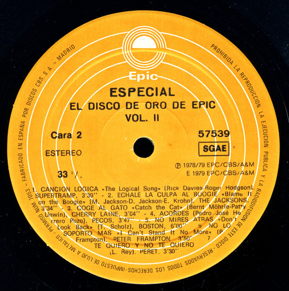 Various - Epic2 Presenta "El Disco De Oro " | Epic (57539) - 3 Various - Epic2 Presenta "El Disco De Oro " | Epic (57539) - 3