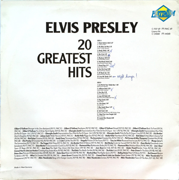 Elvis Presley - 20 Greatest Hits [Vinyl] | Platinum (24068) - 2