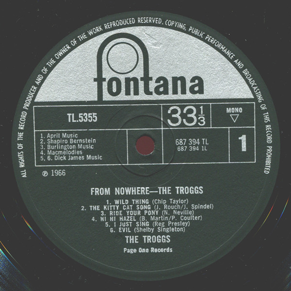 The Troggs - From Nowhere | Fontana (TL 5355) - 3