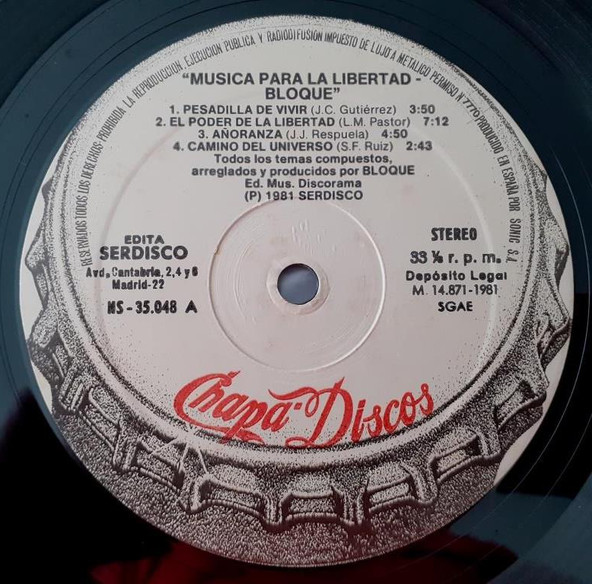 Bloque - Música Para La Libertad | Chapa Discos (HS-35.048) - 4