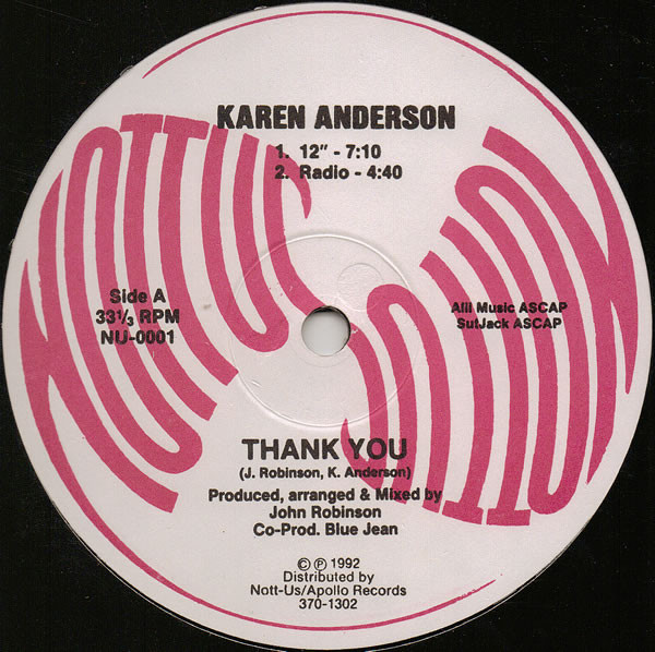 Karen Anderson - Thank You | Nott-Us Records (NU-0001)