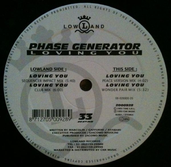 Phase Generator - Loving You | Lowland Records (2000928)