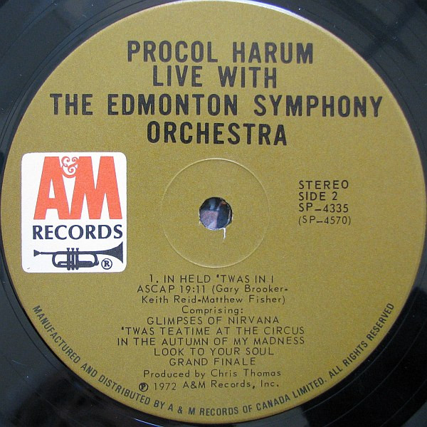 Procol Harum In Concert With The Edmonton Symphony Orchestra - Live | A&M Records (SP 4335)