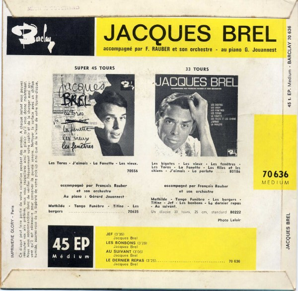 Jacques Brel - Jef | Barclay (70 636 M) - 2