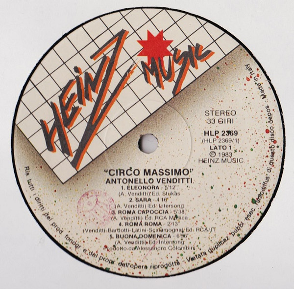 Antonello Venditti - Circo Massimo | Heinz Music (HLP 2369) - main