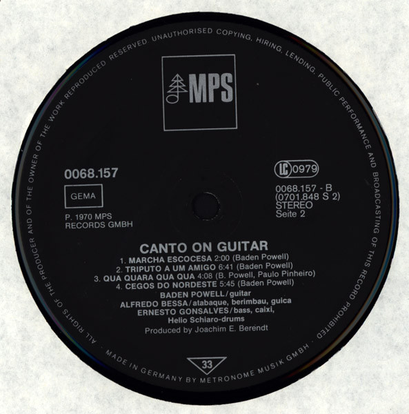 Baden Powell - Canto On Guitar | MPS Records (0068.157) - 4