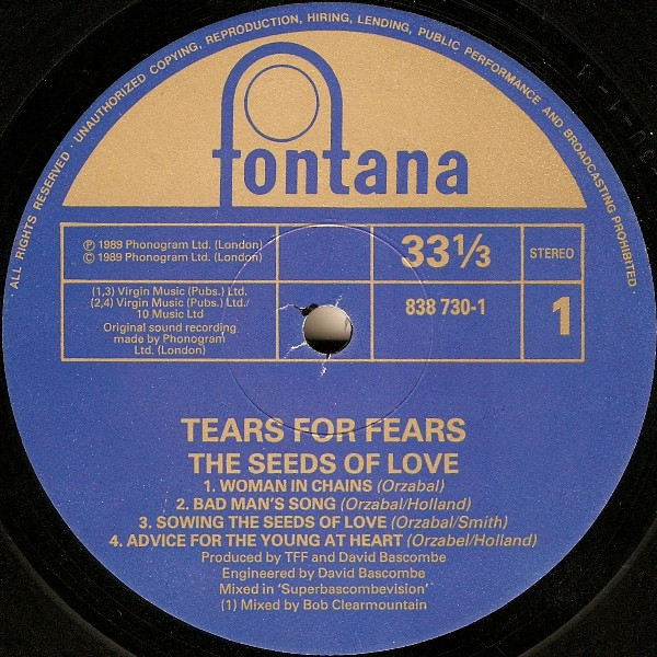 Tears For Fears - The Seeds Of Love | Fontana (838 730-1) - 3