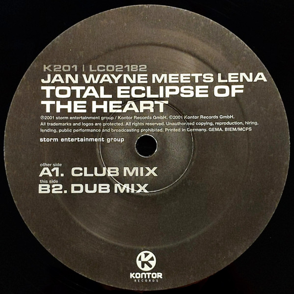 Jan Wayne Meets Lena - Total Eclipse Of The Heart | Kontor Records (K201) - main