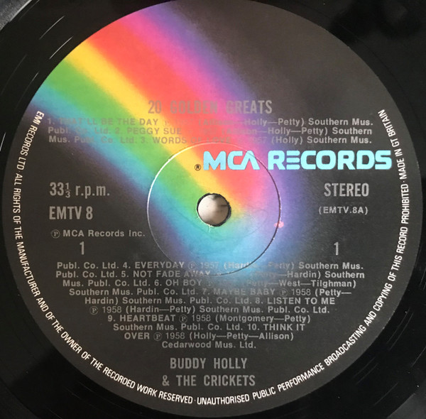 Buddy Holly & The Crickets - 20 Golden Greats | MCA Records (EMTV 8) - 3