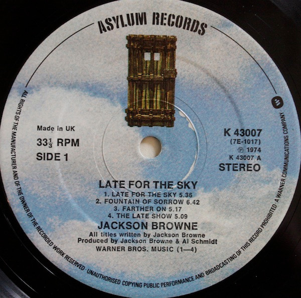Jackson Browne - Late For The Sky | Asylum Records (K 43007) Jackson Browne - Late For The Sky | Asylum Records (K 43007)