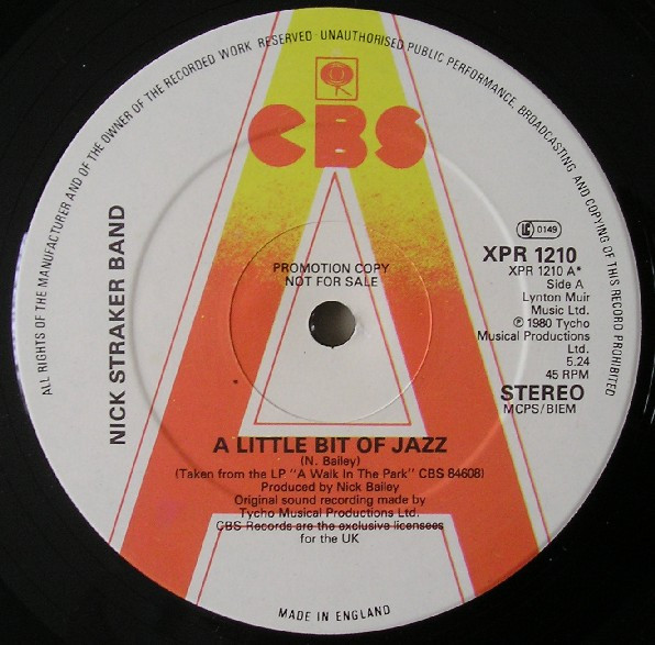 Nick Straker Band - A Little Bit Of Jazz | CBS (XPR 1210)